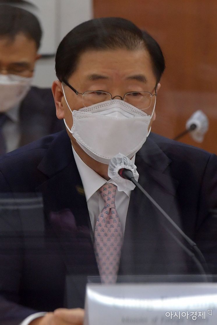 정의용 외교부 장관이 17일 오후 서울 도렴동 외교부에서 토니 블링컨 미 국무장관과 회담을 하고 있다./사진공동취재단