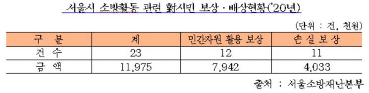 서울시, 재난현장서 민간 손실 23건 보상…소방활동 방해 59건은 검찰 송치