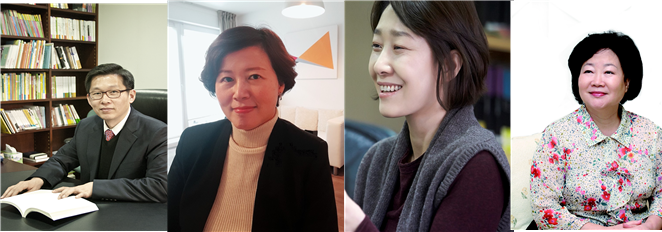 왼쪽부터 강일우 창비 대표, 염현숙 문학동네 대표, 김소영 문학동네 대표, 이형기 두란노서원 대표