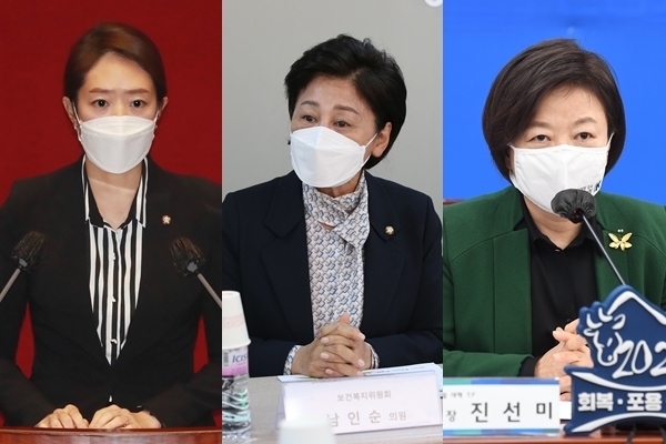 왼쪽부터 더불어민주당 고민정, 남인순, 진선미 의원./사진=연합뉴스
