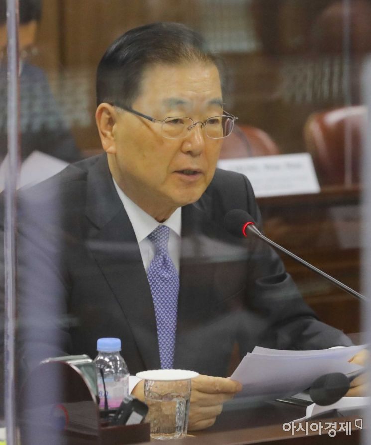 정의용 외교부 장관이 25일 종로구 도렴동 외교부 청사에서 열린 한-러 외교장관회담에서 모두 발언을 하고 있다./강진형 기자aymsdream@