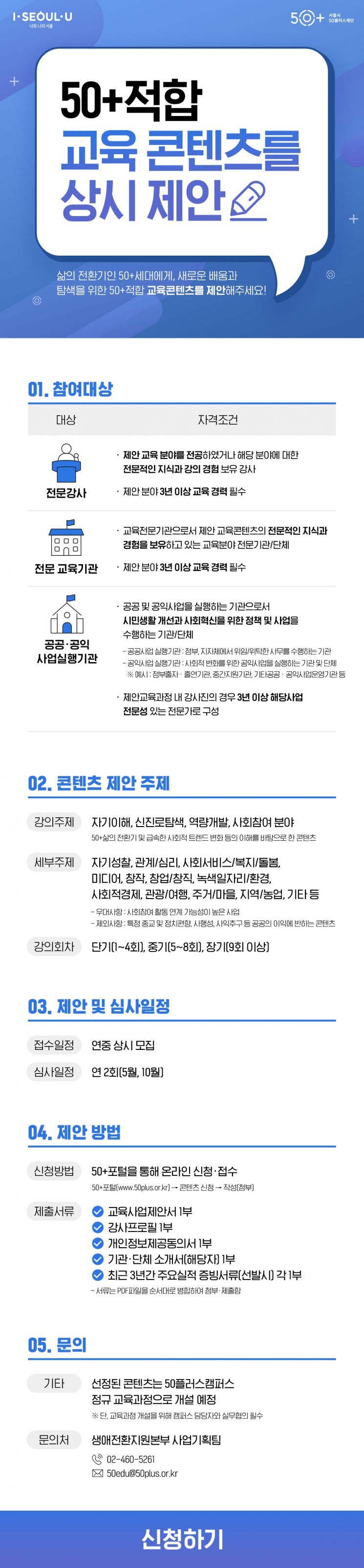 서울시50플러스재단, 50+세대 교육 콘텐츠 발굴 공모