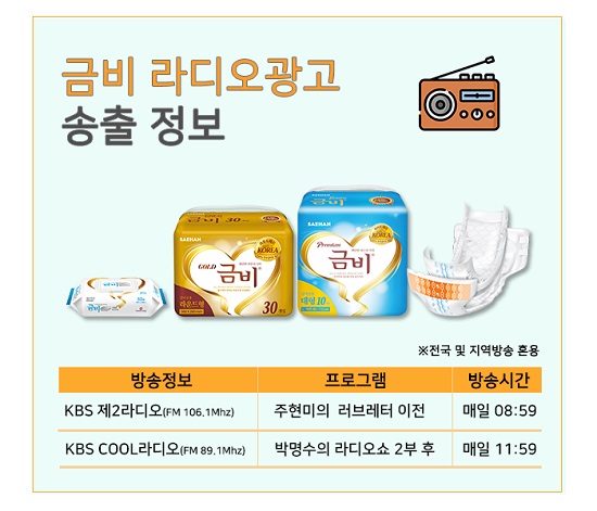 Adult Diaper Geumbi Airs CM Song Nationwide on Radio Ads