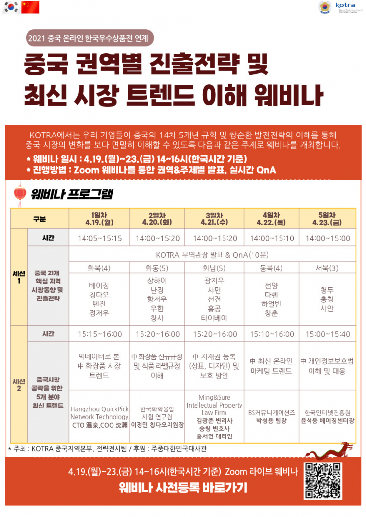 KOTRA, 19일부터 '중국지역 온라인 한국 상품전' 개최 