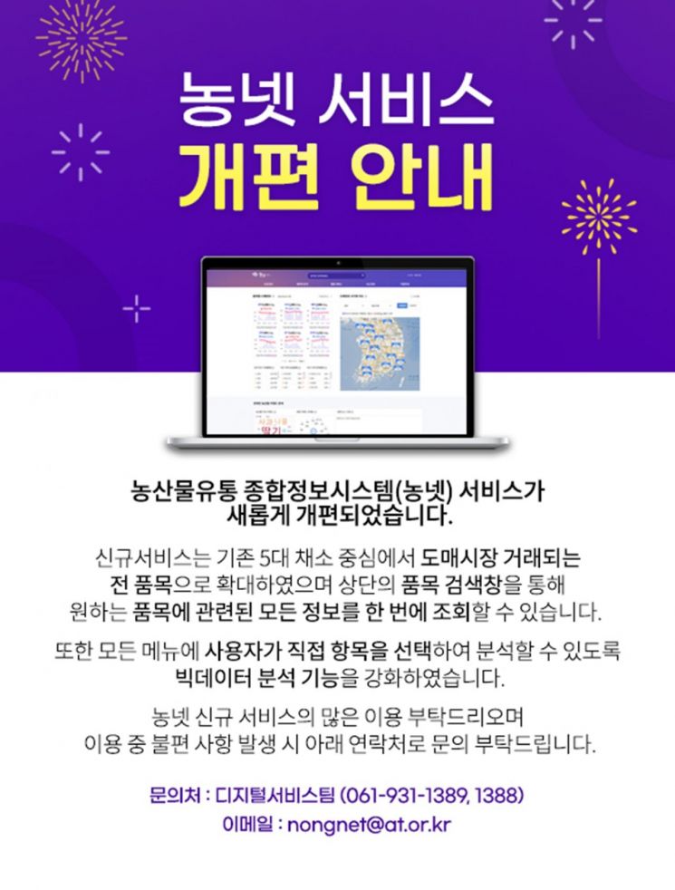 aT, 농산물 빅데이터분석 '농넷' 홈페이지 개편