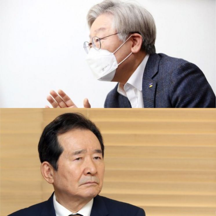 이재명 경기지사(위)와 정세균 전 국무총리(아래). [이미지출처=연합뉴스]