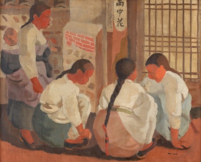 장욱진, 공기놀이, 1937년, 65.5x80.5cm(사진제공=국립현대미술관).
