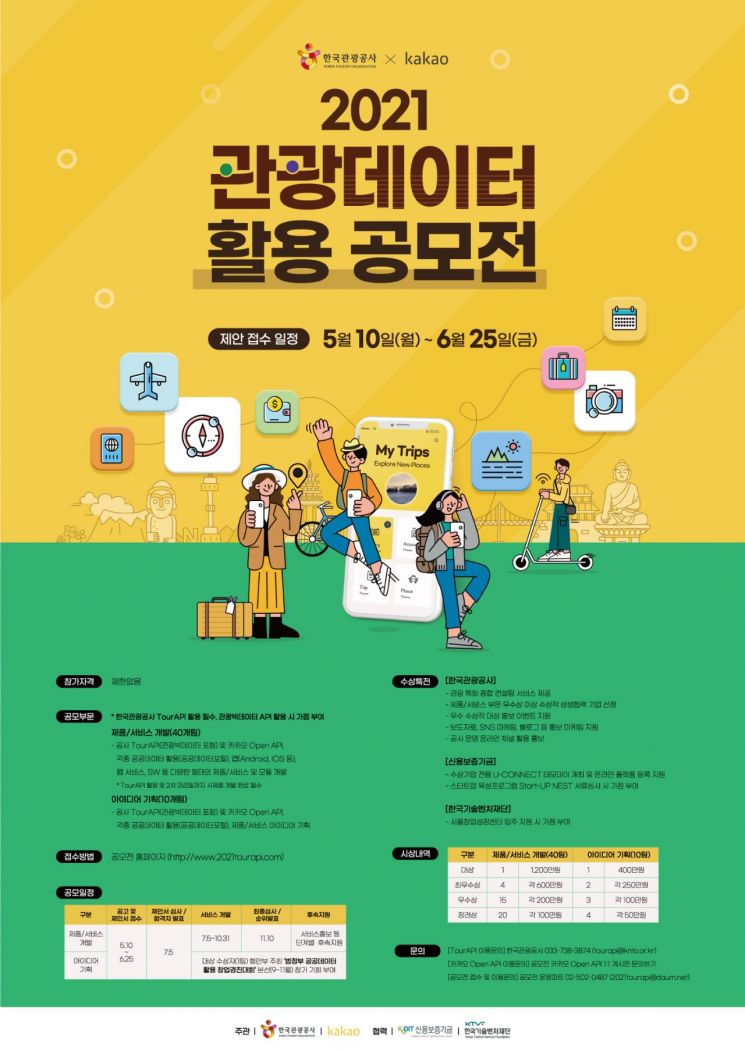 관광공사·카카오, '2021 관광데이터 활용 공모전' 개최