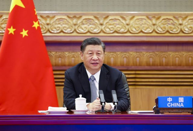 지난달 22일 중국 베이징에서 시진핑 국가주석이 비대면 화상 방식으로 진행된 기후정상회의에 참석하고 있다. [이미지출처=연합뉴스]