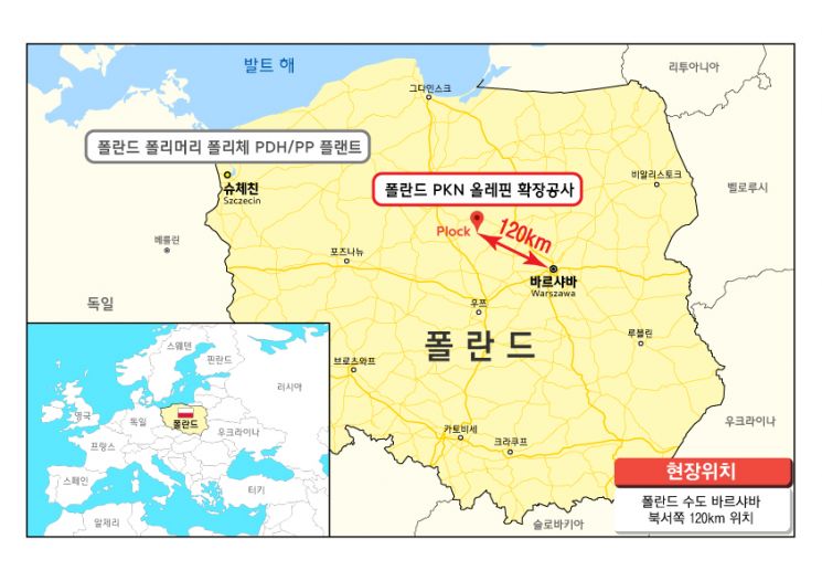 폴란드 PKN 올레핀 확장공사 위치도.