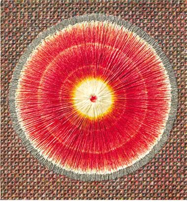 허회태의 '심장의 울림', 160x130cm, 한지및보석, 2020(사진제공=갤러리 이즈)