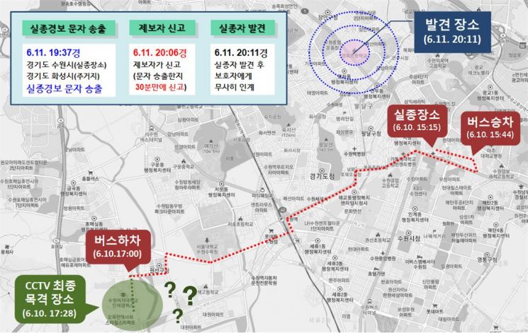 '실종경보 문자' 효과 톡톡…70대 치매노인 발견 결정적 제보