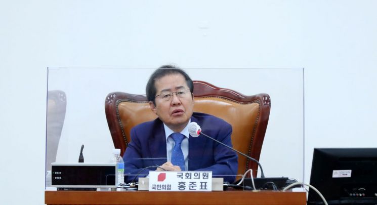 홍준표 국민의힘 의원이 지난달 30일 오전 서울 여의도 국회에서 열린 국민의힘 초선 의원 모임인 '명불허전보수다'에서 '정상국가로 가는 길'을 주제로 강연하고 있다. / 사진=연합뉴스