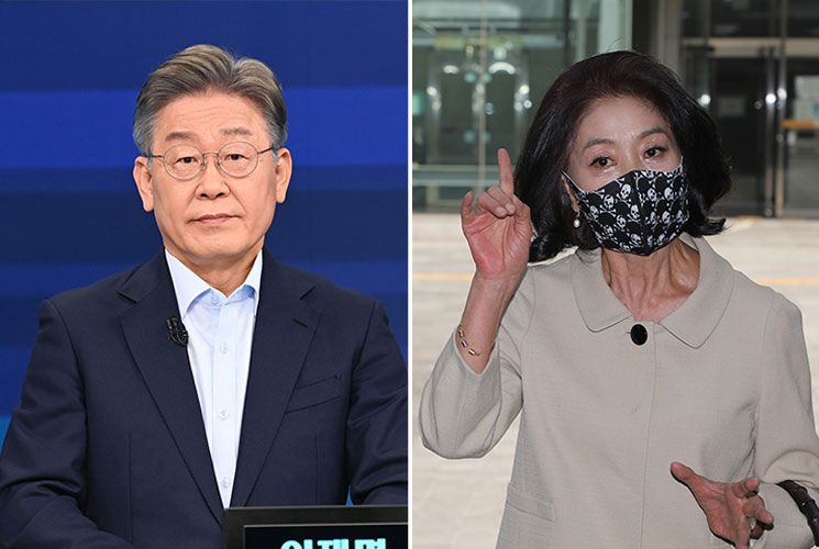 더불어민주당 대선 예비후보자인 이재명 경기도지사와 배우 김부선 씨. [이미지출처=연합뉴스]