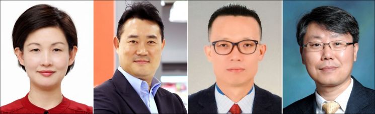 조주연 마케팅부문장(왼쪽), 김웅 상품1부문장, 오재용 상품2부문장, 황정욱 재무부문장.