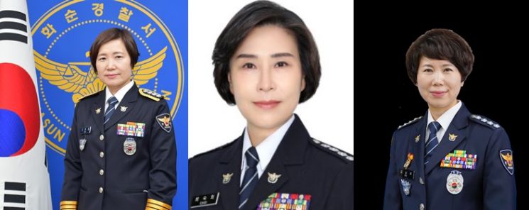 사진 왼쪽부터 고은경 화순경찰서장, 최숙희 완도경찰서장, 김남희 곡성경찰서장.  사진자료=전남경찰청 제공