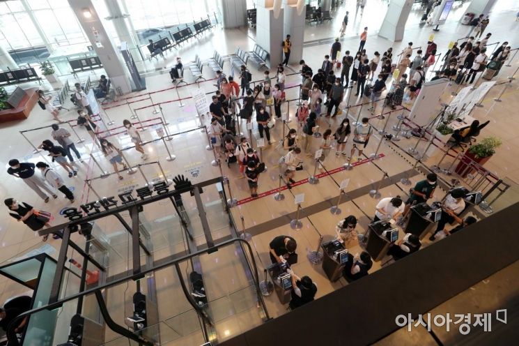 '4차 대유행에도 여행 떠난다' 김포공항 인산인해