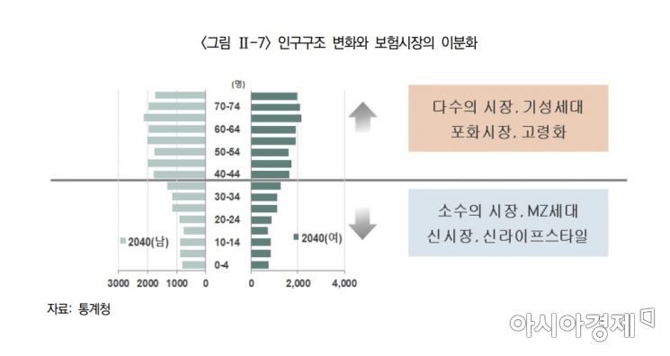 인구구조 변화와 보험시장 이분화(자료:보험연구원)