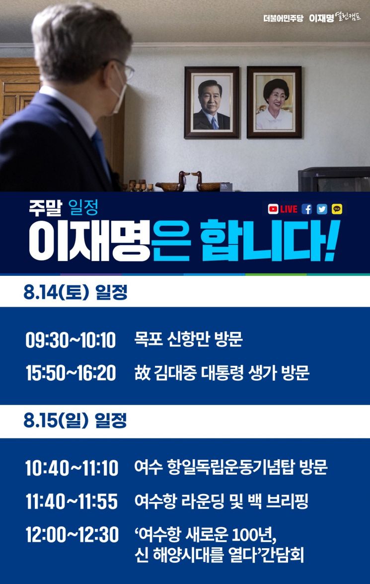 이재명, 14일 김대중 전 대통령 생가 '하의도' 찾는다