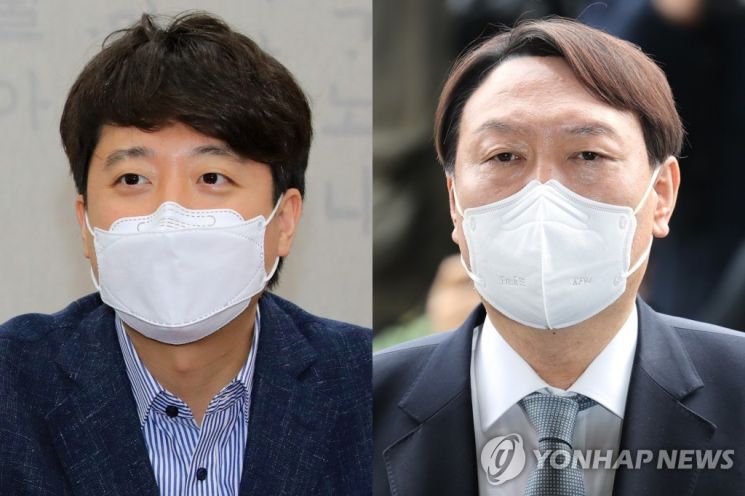 이준석 국민의힘 대표(좌)와 윤석열 전 검찰총장(우). [이미지출처=연합뉴스]