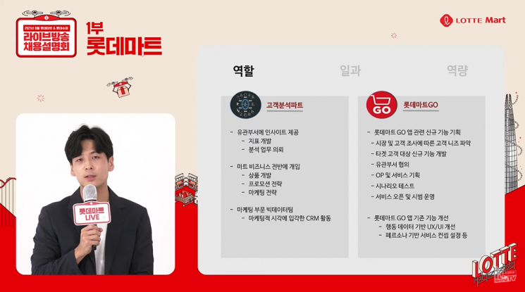3일 오후 롯데그룹 채용 유튜브 채널인 ‘엘리쿠르티비’에서 롯데마트 현직자 직무 토크가 진행되고 있다.