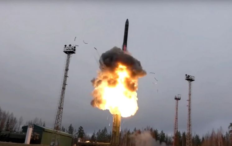 2019년 실전배치된 러시아 극초음속 미사일 아방가르드의 발사모습[이미지출처= 러시아 국방부 홈페이지]