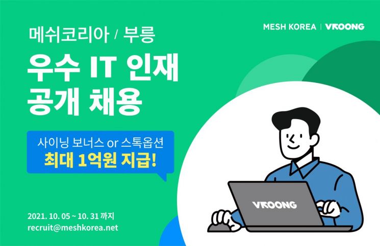 메쉬코리아, IT인재 공개채용…"사이닝 보너스·스톡옵션 최대 1억원"
