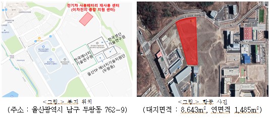 전기차 사용배터리 산업화 센터 위치.