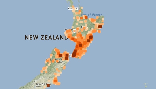 22일 오전(현지 시각) 뉴질랜드 북섬에서  규모 5.9의 지진이 발생했다./사진=지오넷 사이트 캡처