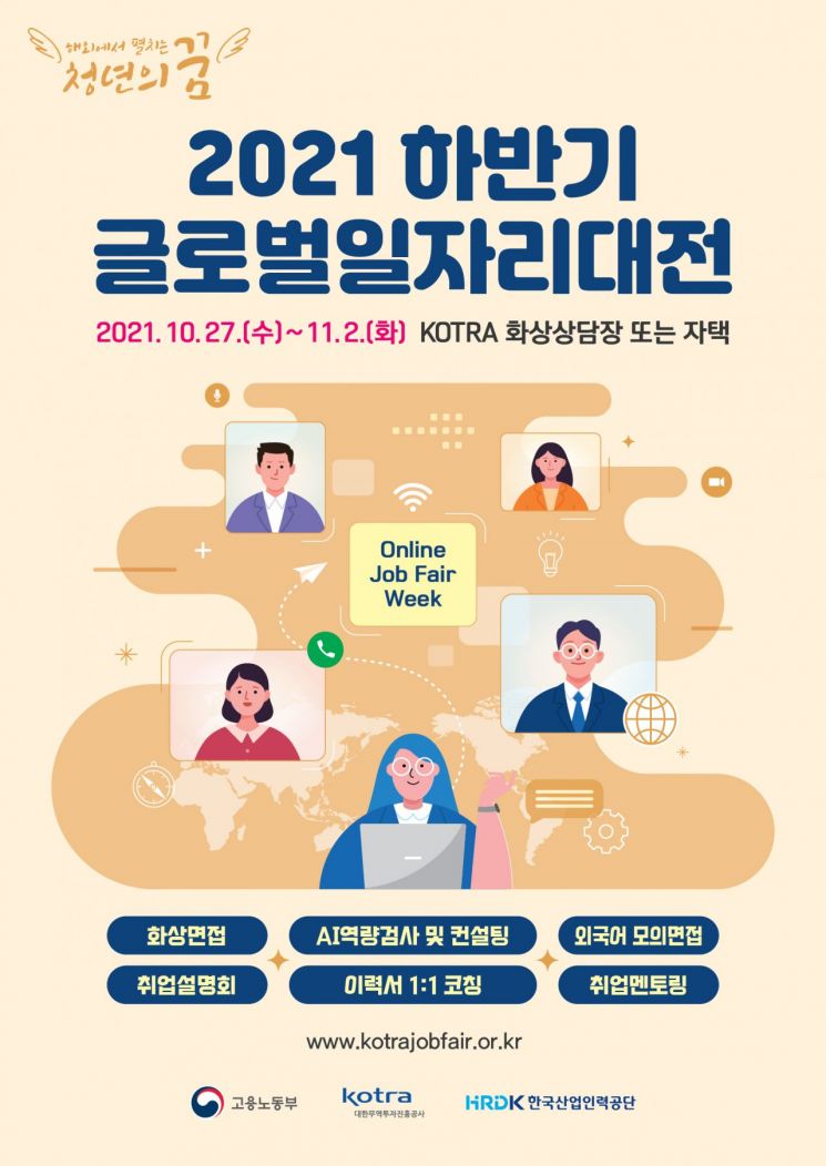 KOTRA, 글로벌일자리대전 온라인 개최…12개국·81개사 참가