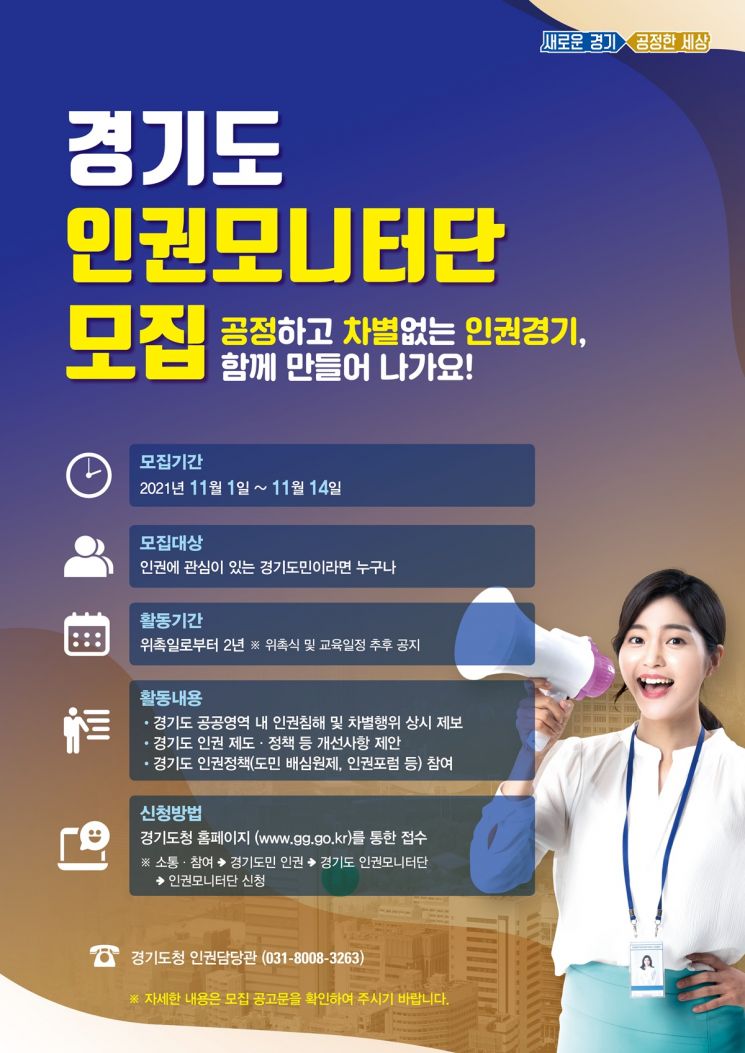 경기도, 인권모니터단 1천명으로 대폭 확대