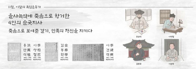 '을사조약'에 죽음으로 항거한 순국지사 4명 '이달의 독립운동가'