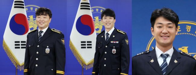 사진 왼쪽부터 문동민 경사·홍기철 경장·김석환 경장 사진=제주경찰청 제공