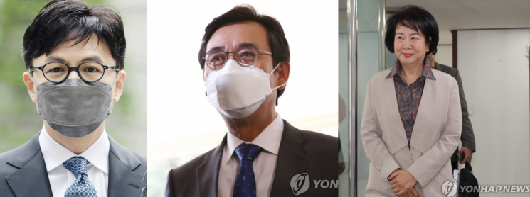 왼쪽부터 한동훈 검사장, 유시민 노무현재단 이사장, 손혜원 전 더불어민주당 의원. [이미지출처=연합뉴스]