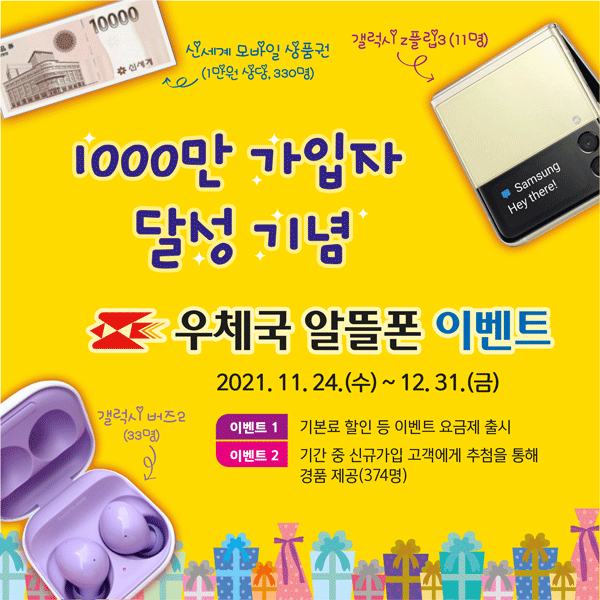 '1000만명 가입' 알뜰폰, 갤Z플립3 등 푸짐한 경품