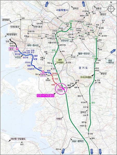 인천발 KTX 노선도 [인천시 제공]