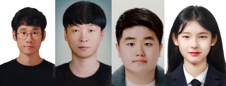 ‘2021 빛가람에너지밸리 소프트웨어 작품 경진대회’ 대학교 부문 캡스톤디자인 공모전에서 우수상과 장려상을 받은 (시계방향)‘찌릿찌릿!’ 이상민 팀장과 ‘낮에자고밤에일어나는사람’ 이민우 팀장, ‘RUN’ 마찬호 팀장, ‘살신성인’ 이제이 팀장. 사진=광주대학교 제공