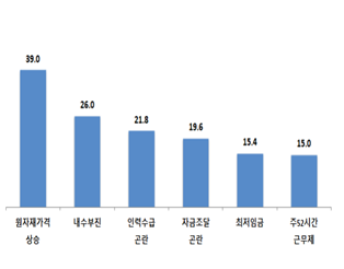 중소기업의 내년 주요 애로사항. [사진제공 = 중소기업중앙회]