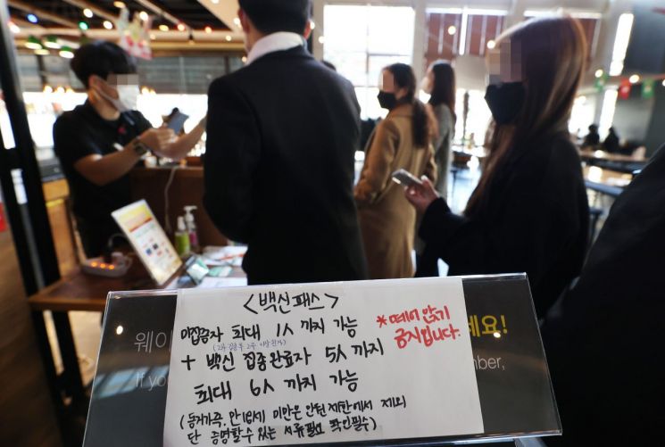 '방역패스 의무화' 둘째날인 14일 오후 시민들이 QR체크인을 하고 있다. 사진은 기사 중 특정 표현과 무관. [이미지출처=연합뉴스]