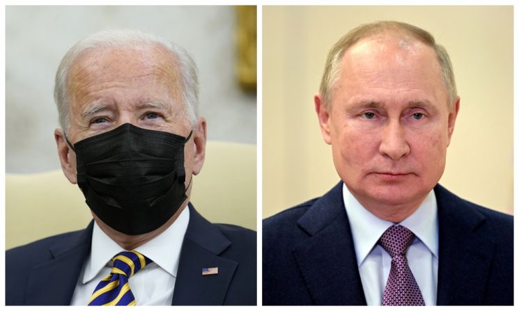 조 바이든 미국 대통령(왼쪽)과 블라디미르 푸틴 러시아 대통령