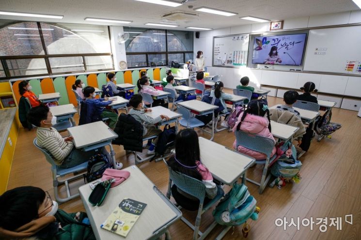 30일 서울 중구 덕수초등학교에서 열린 겨울방학식에서 학생들이 교장선생님의 말씀을 경청하고 있다./강진형 기자aymsdream@