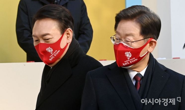 윤석열 국민의힘 대선 후보와 이재명 더불어민주당 대선 후보
