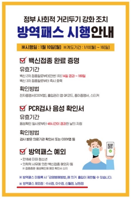 이마트 '방역패스' 관련 안내문. 윤석열 국민의힘 대선후보가 지난 8일 방문한 이수점은 방역패스 적용 대상 제외라고 안내하고 있다./사진=이마트 공식 홈페이지 캡처