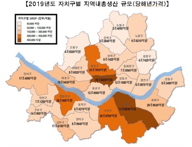 서울시 지역내총생산 436조, 전국의 22%…1인당 GRDP 4512만원, 145만원↑