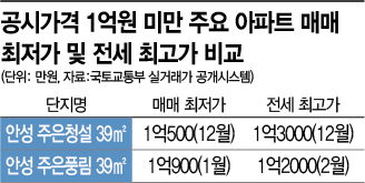 ‘소액투자 성지’ 공시가 1억 미만 아파트도 꽁꽁… ‘깡통전세’ 우려 나와
