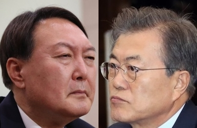윤석열 국민의힘 대선 후보(왼쪽)와 문재인 대통령. /사진=연합뉴스
