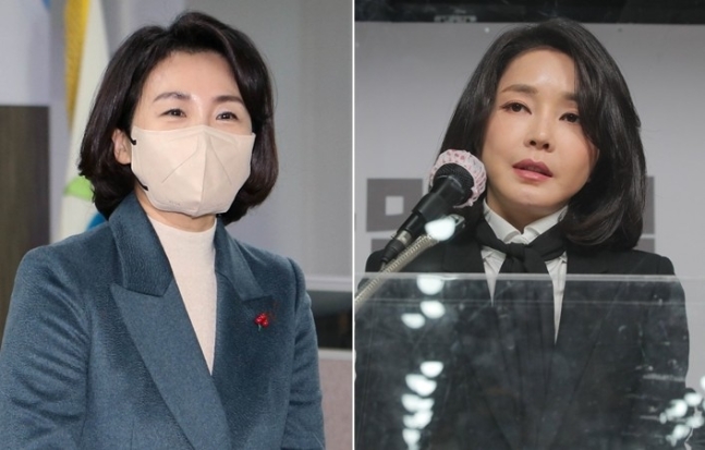 이재명 더불어민주당 대선 후보 배우자 김혜경 씨(왼쪽)와 윤석열 국민의힘 대선 후보 배우자 김건희 씨. /사진=연합뉴스
