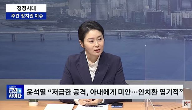 이경 민주당 선거대책위원회 대변인은 지난 15일 한 방송에 출연한 자리에서 윤석열 국민의힘 대선 후보 배우자 김건희씨에 대해 부적절한 발언을 했다는 비판을 받았다. / 사진='노영희의 뉴스인사이다' 유튜브 캡처