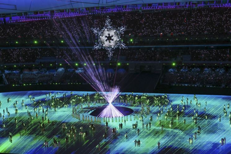 20일 중국 베이징 국립경기장에서 2022 베이징 동계올림픽 폐회식 공연이 펼쳐지고 있다. 사진 = 연합뉴스
