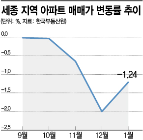 얼어붙은 세종시 아파트값… 30주 연속 하락